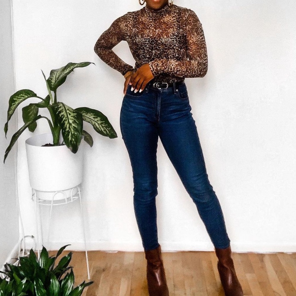 Reformation Sheer Cheetah print top